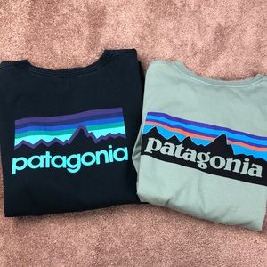 Lot of 2 Patagonia Logo Long Sleeve Tees
